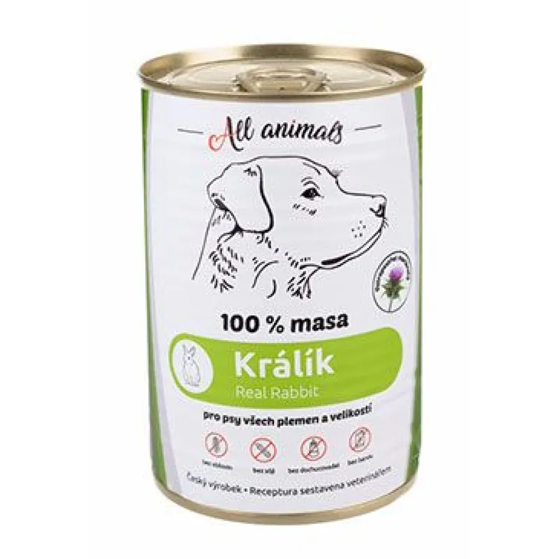 Rechtstreeks Van De Fabrikant All Animals DOG králík mletý 400g
