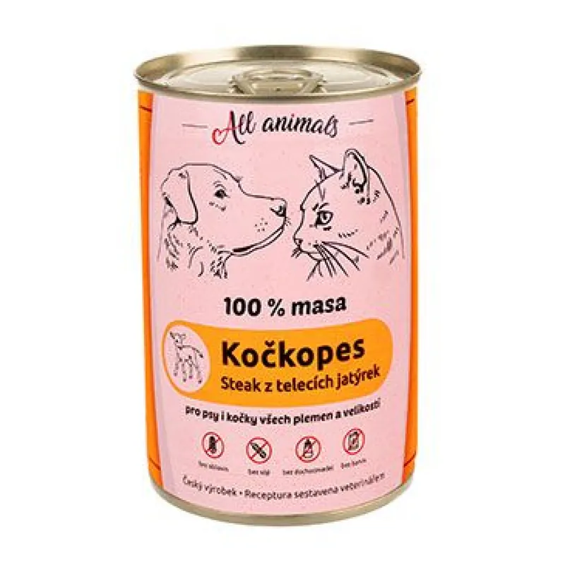 All Animals kočkopes Telecí jatýrka 400g Alleen Vandaag