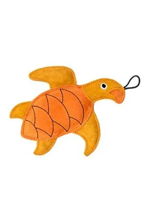 Snelle Levering Hračka pes LEATHER TURTLE kůže, oranžová 21cm Kiwi