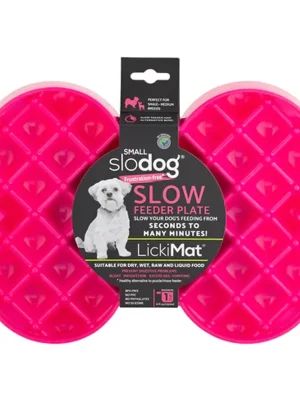 LickiMat SloDog Small lízací / zpomalovací miska kost růžová Gecertificeerd