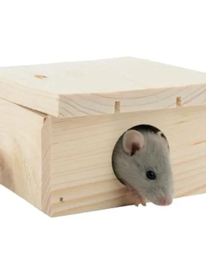 Domek dřevo křeček, myš rovná střecha 10 x 10 x 6 cm Bestel Nu