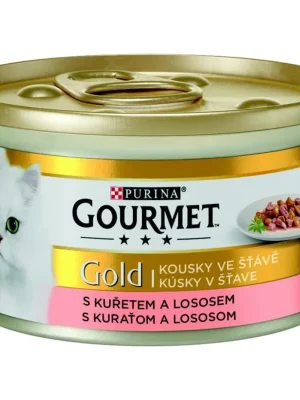 Populair Gourmet Gold cat konz.-kousky losos a kuře 85 g