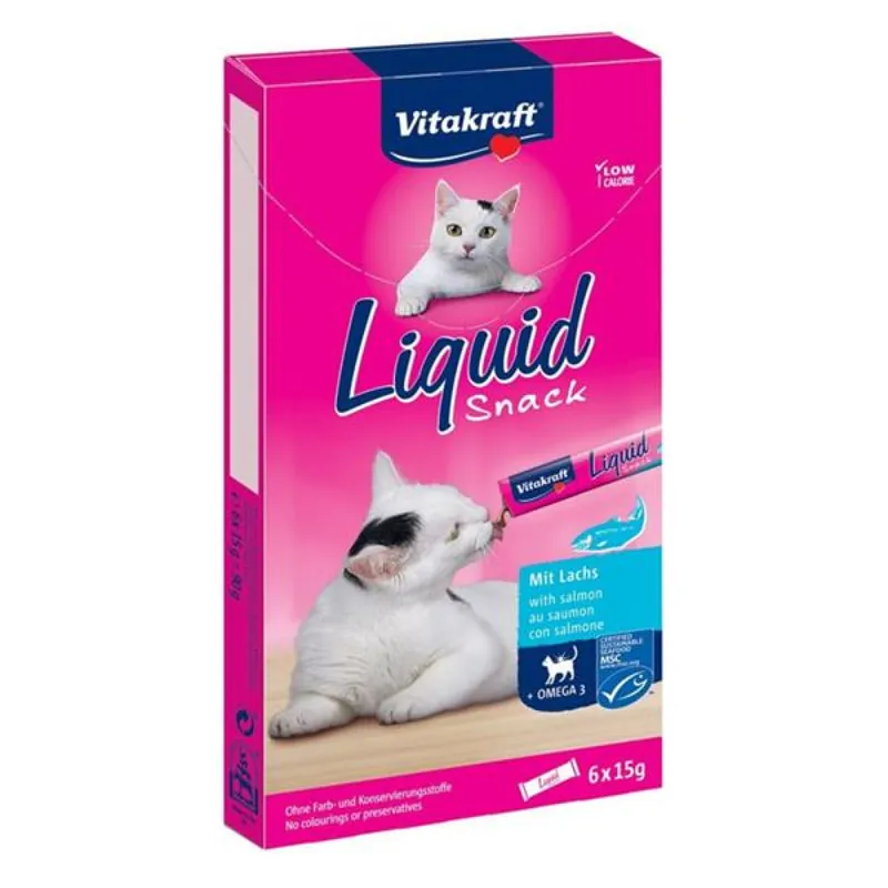 Beperkt Aanbod Vitakraft snack cat Liguid Omega 3 losos 6 x 15 g
