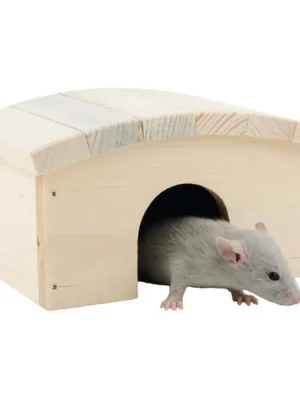 Merkproduct Domek dřevo křeček, myš obloukovitá střecha 14 x 10 x 8 cm