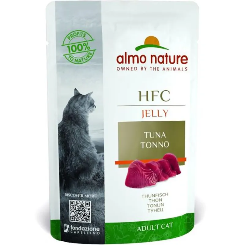 Almo Nature cat kaps. Jelly-tuňák 55g Uitverkoop