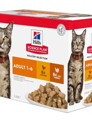 Hill‘s Science Plan Feline Adult kapsička Chicken + Turkey 12 x 85 g Must-Have