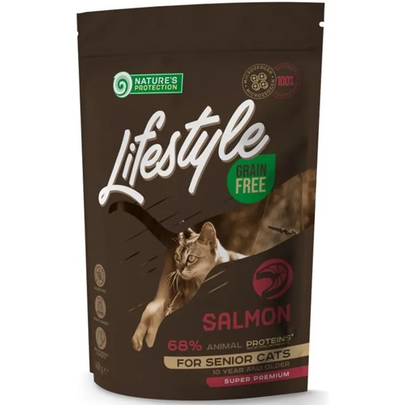 Nature‘s Protection Cat Dry LifeStyle GF Senior Salmon 400 g Direct Beschikbaar