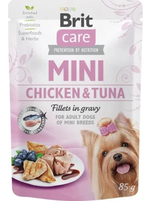 Speciale Aanbieding Brit Care Mini Dog kaps. Chicken&Tuna fillets in gravy 85 g