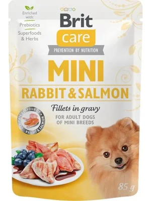 Brit Care Mini Dog kaps. Rabbit&Salmon fillets in gravy 85 g Op = Op