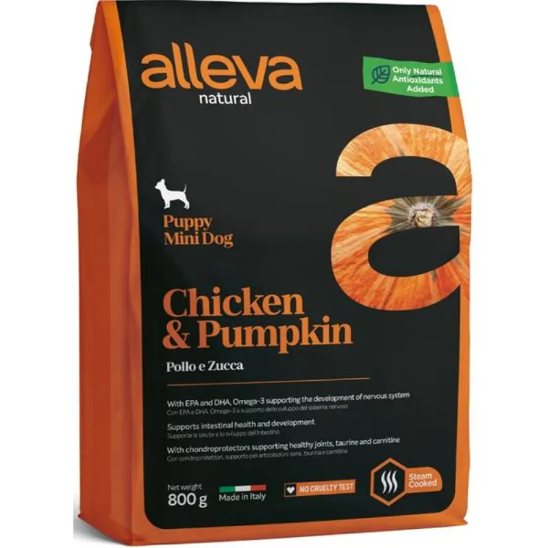 Voordeelprijs ALLEVA NATURAL Dog Dry Puppy Chicken&Pumpkin Mini 800g