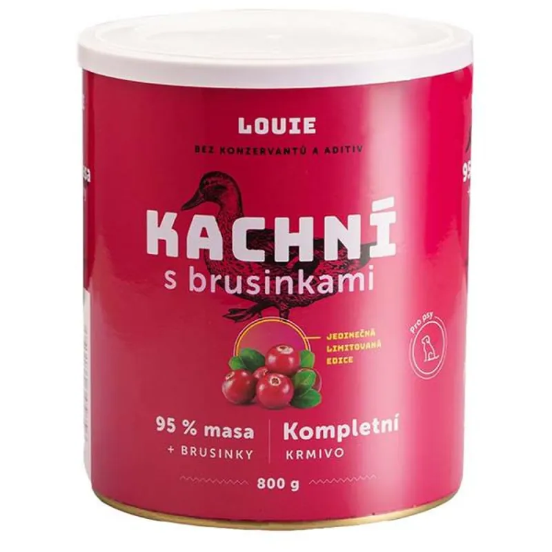 Louie konz.pro psy kachní s brusinkami 800 g Tijdelijk Beschikbaar