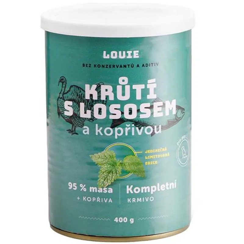 Meest Verkocht Louie konz.pro psy krůtí s lososem a kopřivou 400g