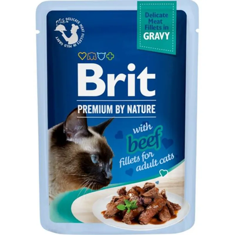 Brit Premium by Nature Cat Delicate Fillets in Gravy with Beef 85 g Nieuw