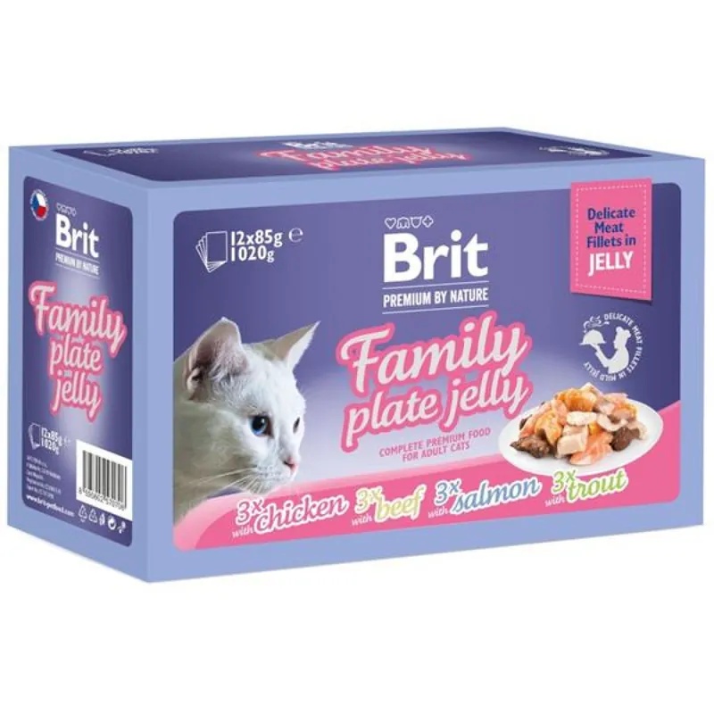 Fabrieksprijs Brit Premium by Nature Cat Delicate Fillets in Jelly Family Plate 1020 g (12x85 g)