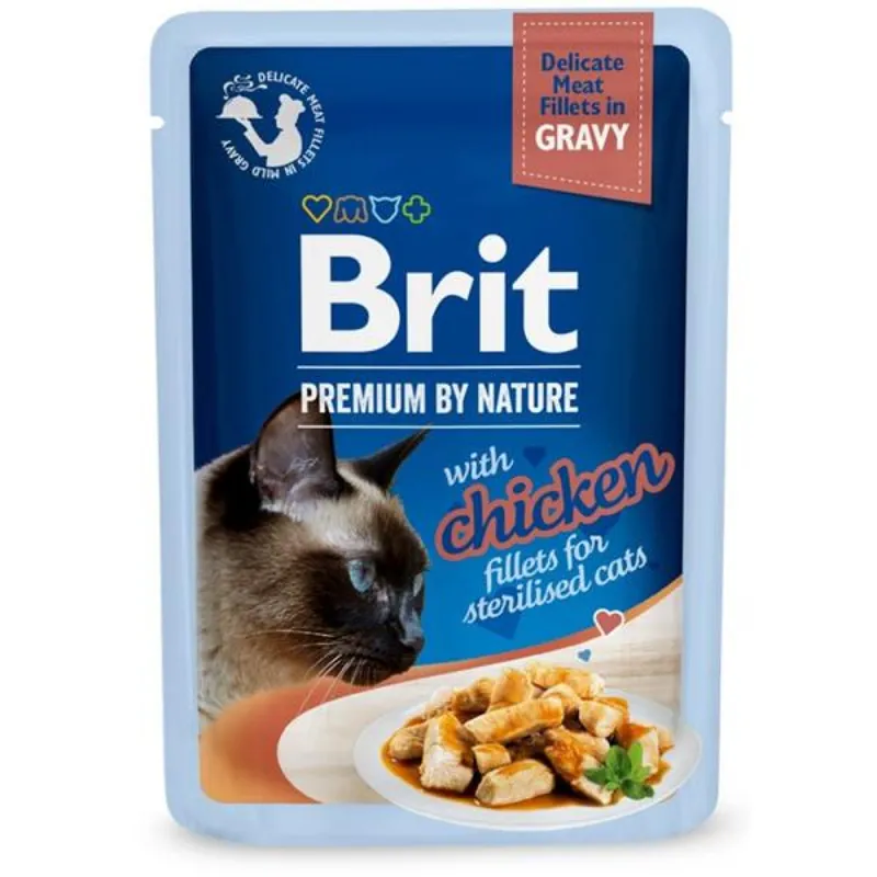 Brit Premium Cat Delicate Fillets in Gravy with Chicken for Sterilised 85 g- NEW Hete Deal
