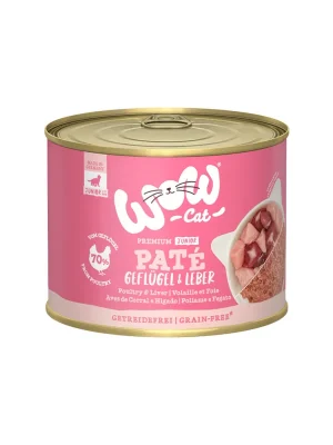 WOW Cat konzerva Paté Drůbež s játry Kitten/Junior 200g Gereduceerde Prijs