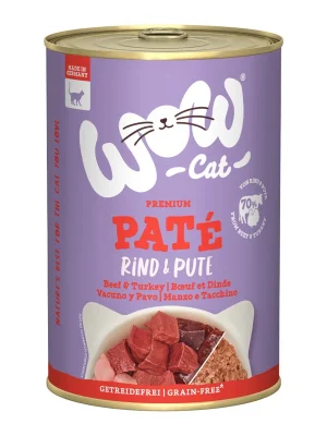 WOW Cat konzerva Paté Hovězí s krocanem Adult 400g Fabrieksprijs