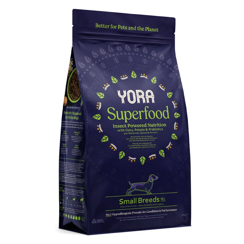 YORA granule z hmyzu Superfood Adult Small Breeds 1,5kg Dagaanbieding