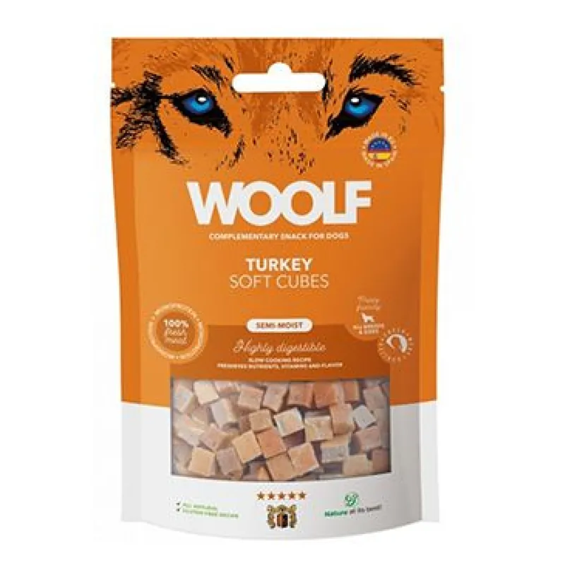 WOOLF Cubes poch. Soft Turkey 100g Rechtstreeks Van De Fabrikant