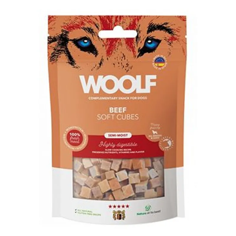 WOOLF Cubes poch. Soft Beef 100g Superprijs