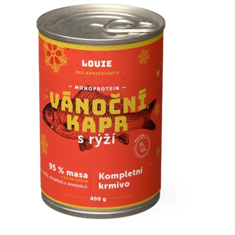 Louie konz. pro psy Vánoční kapr 400 g Korting