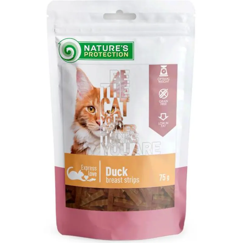 Nature‘s Protection Cat Snack kachní proužky 75 g Snelle Levering