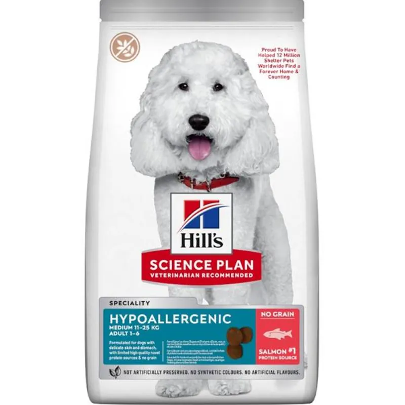 Weekendaanbieding Hill‘s Science Plan Canine Adult Hypoallergenic Medium Salmon 12 kg