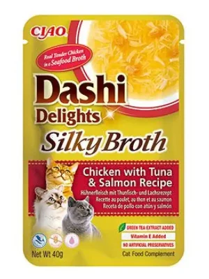 Churu Cat Dashi Delights Silky Broth Chick&Tun&Salm40g Populair
