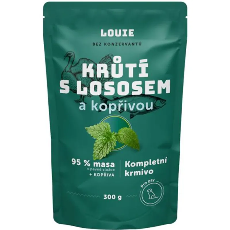 Louie kaps.pro psy krůtí s lososem a kopřivou 300g Uitverkoop