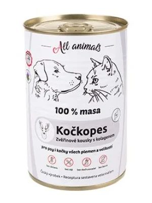 Weekendaanbieding All Animals kočkopes Zvěřinové kousky s kolagenem 400g
