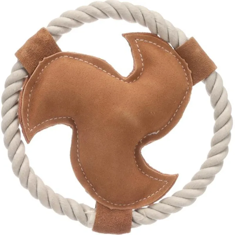 Hračka kůže+provaz swa frisbee 17cm Flamingo Favoriet