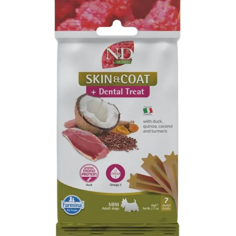 Op = Op N&D QUINOA Dog Dental Snack Skin & Coat Duck Mini 60 g