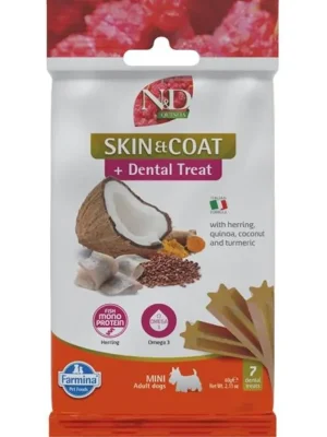 Seizoensaanbieding N&D QUINOA Dog Dental Snack Skin & Coat Herring Mini 60 g