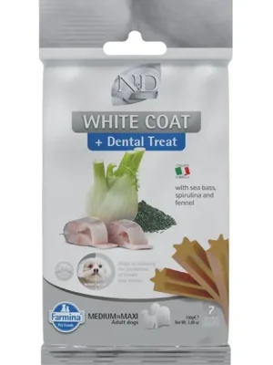Express Levering N&D WHITE Dog Dental Snack Sea Bass Medium & Maxi 100 g
