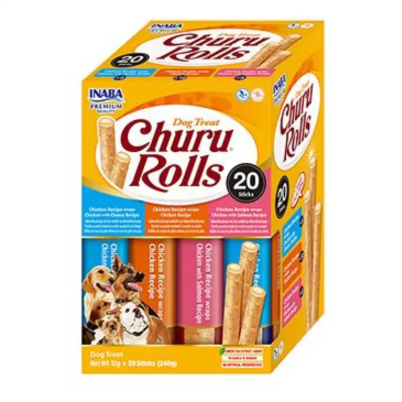 Gratis Retour Churu Dog BOX Rolls Chicken wraps Variety 20x12g