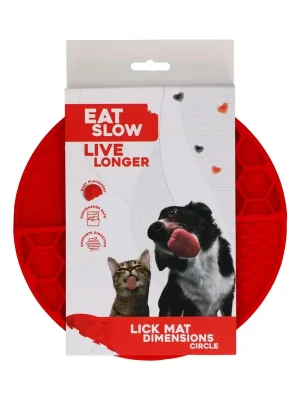 Bestel Nu Eat Slow Live Longer lízací zpomalovací podložka Circle červená