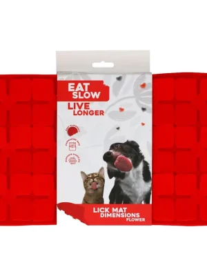 Betaalbaar Eat Slow Live Longer lízací zpomalovací podložka Flower červená