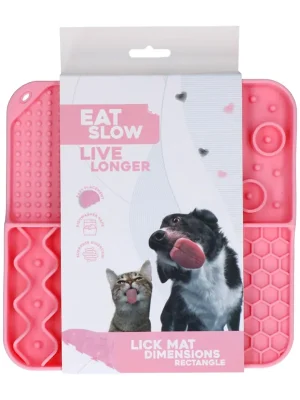 Eat Slow Live Longer lízací zpomalovací podložka Rectangle růžová Finale Uitverkoop