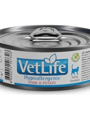 Koopje Vet Life Natural Feline konz. Hypoallergenic Pork & Potato 85 g