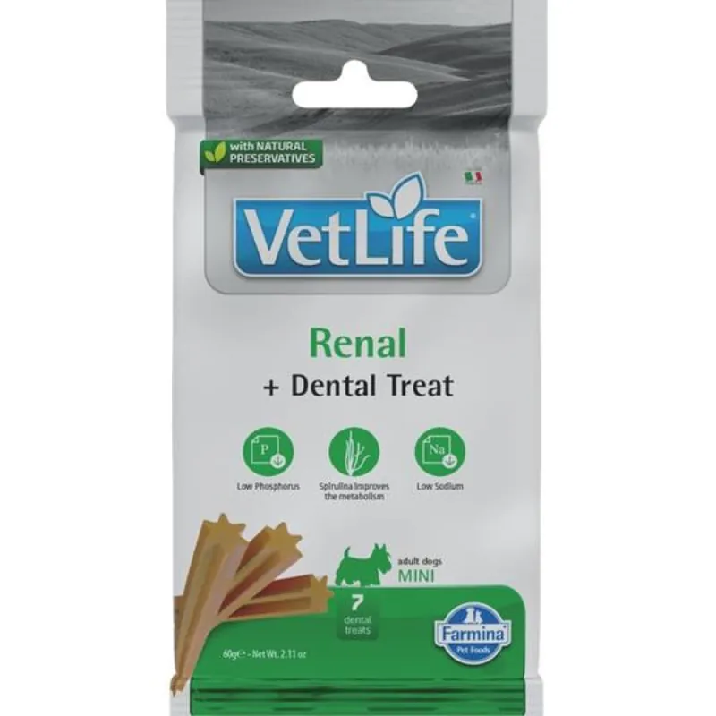 Direct Beschikbaar Vet Life Dog Dental Snack Renal Adult Mini 60 g