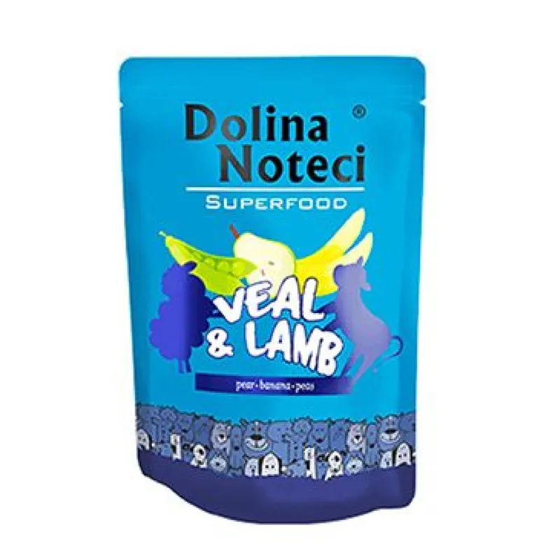 Dolina Noteci Dog kapsa SUPERFOOD telecí/jehně 300g Beperkt Aanbod
