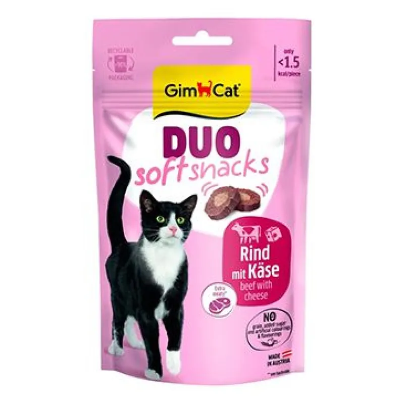 Aanbieding GimCat Duo Soft Snacks hovězí se sýrem 50g