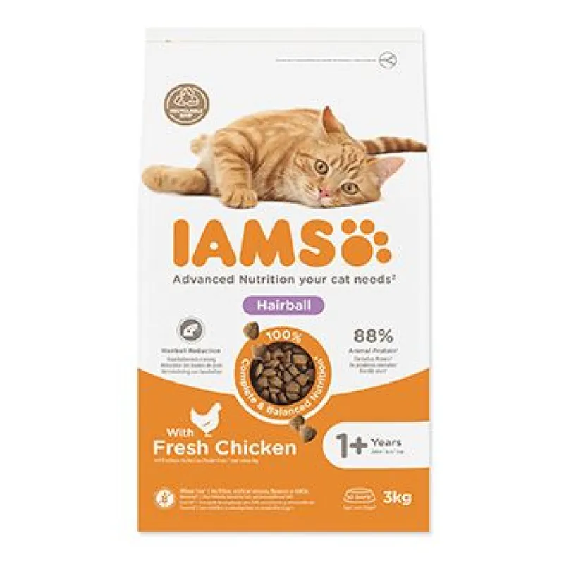 Iams Cat Adult Hairball Chicken 3kg Finale Uitverkoop