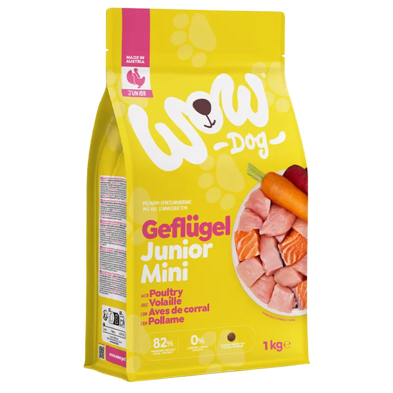WOW Dog granule Drůbeží Junior 1kg Mini Betrouwbaar