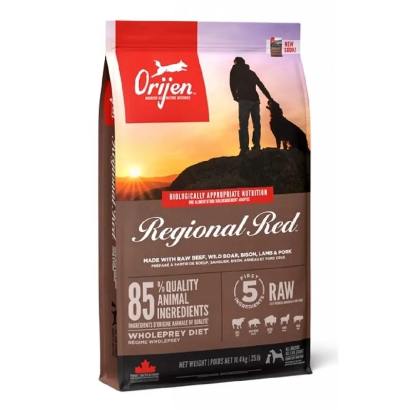 Populair ORIJEN Dog Regional Red 11,4 kg – Bezobilné granule z červených mas UPejska.cz