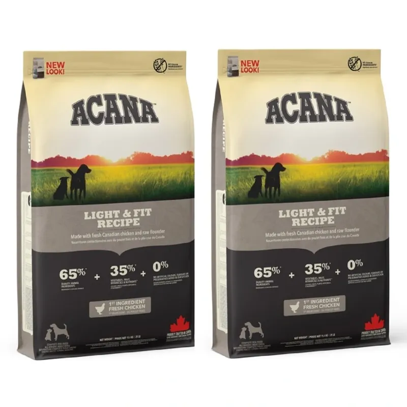 Hoge Kwaliteit ACANA Light & Fit 2 × 11,4 kg – granule pro psy s nadváhou UPejska.cz