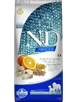 Alleen Vandaag N&D Ocean Low Grain Dog Adult M/L Codfish & Orange 12 kg