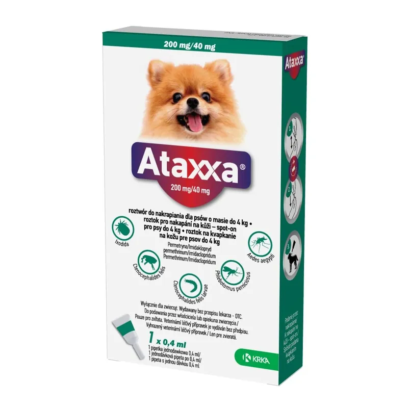 ATAXXA pro psy S 1×200mg/40mg spot-on 0,4 ml – antiparazitní pipeta UPejska.cz Betaalbaar