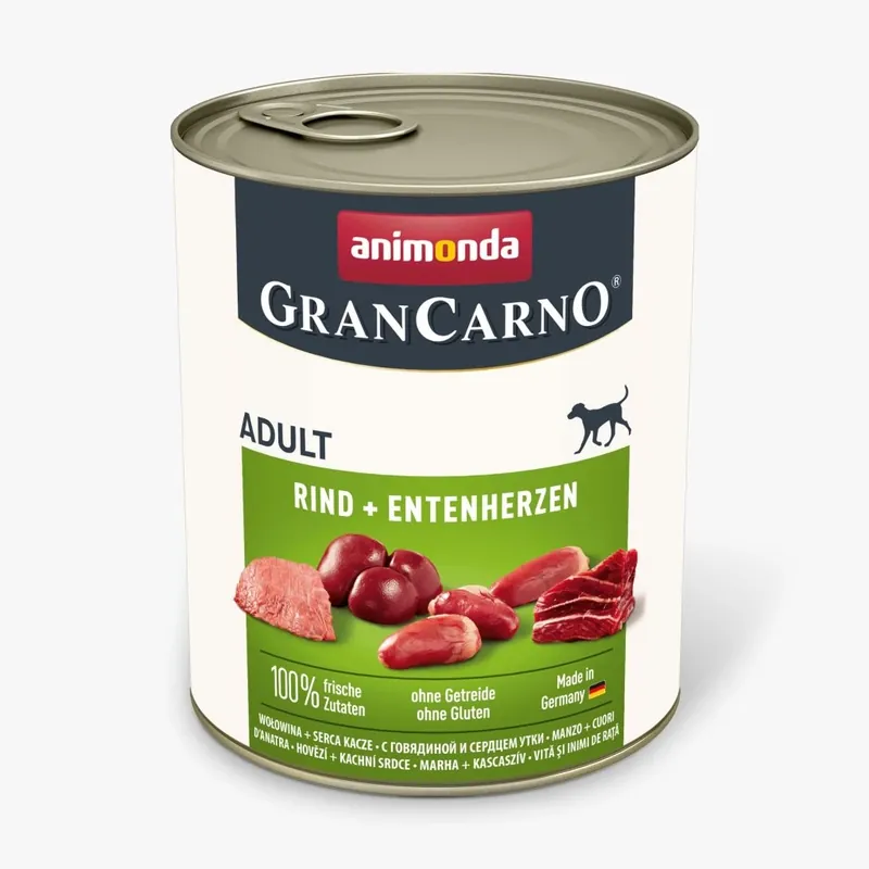 Animonda Grancarno Adult – hovězí & kachní srdce 800 g Plnohodnotné krmivo pro psy ? UPejska.cz Must-Have
