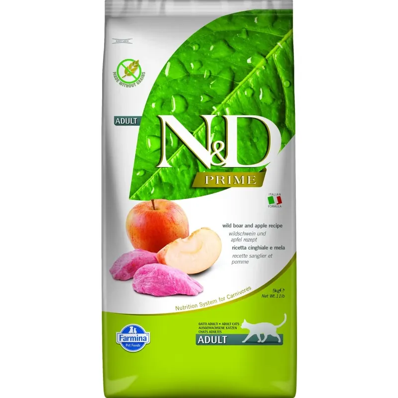 Bestel Nu N&D PRIME CAT Adult Boar & Apple 5 kg